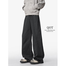 美式復古工裝褲男夏季高街cleanfit寬鬆百搭直筒褲拼接休閒長褲子