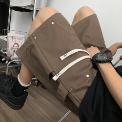 白色鉚釘短褲男夏季薄款美式高街工裝中褲潮牌大碼休閒寬鬆五分褲