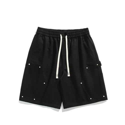 白色鉚釘短褲男夏季薄款美式高街工裝中褲潮牌大碼休閒寬鬆五分褲