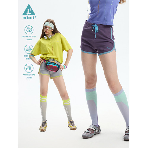 NBCT戶外運動7A抗菌防曬修身短褲女2026春夏新款吸濕速乾撞色短褲