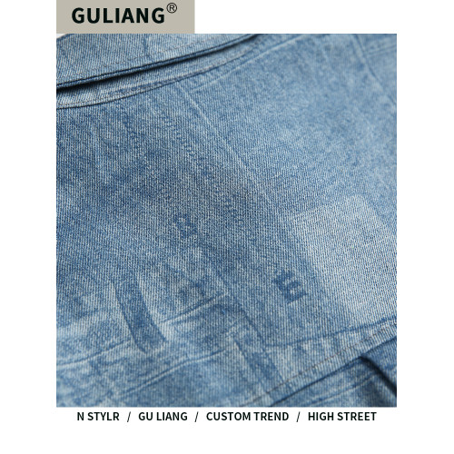 GU LIANG「設計師品牌」好物精選丨美式水洗做舊拼接百搭牛仔襯衫