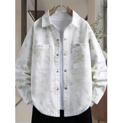 水洗純棉長袖襯衫外套男2025新款潮牌高級感痞帥青少年牛仔夾克衫