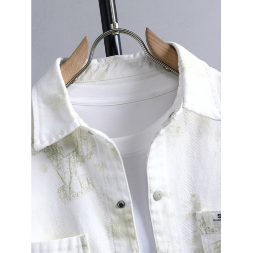 水洗純棉長袖襯衫外套男2025新款潮牌高級感痞帥青少年牛仔夾克衫