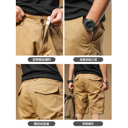 季言美式重磅復古工裝短褲男高級感痞帥夏季純棉多袋五分褲休閒潮