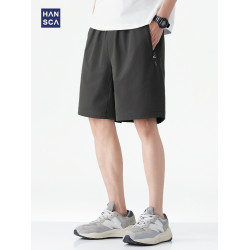 hansca純色百搭四面彈休閒短褲男2025夏季透氣速乾涼感運動五分褲