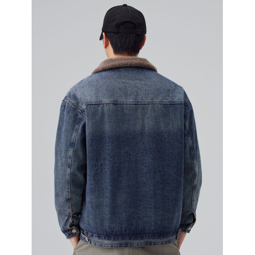 羊羔絨拉鍊款牛仔外套男2025秋冬季新款加絨加厚保暖棉服高級夾克