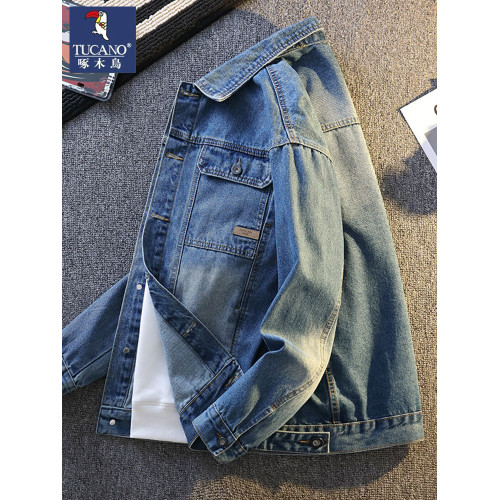 啄木鳥2025年新款春秋季牛仔外套男款寬鬆直筒百搭高級感潮上衣