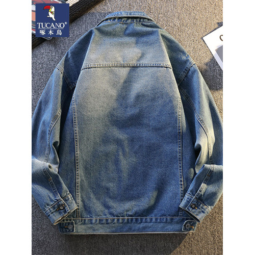 啄木鳥2025年新款春秋季牛仔外套男款寬鬆直筒百搭高級感潮上衣