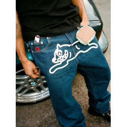 BBC飛狗ICECREAM美式高街飛狗印花牛仔褲男潮牌寬鬆直筒休閒長褲