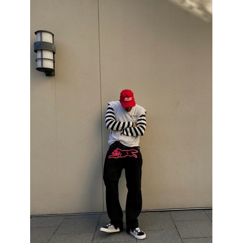 BBC飛狗ICECREAM美式高街飛狗印花牛仔褲男潮牌寬鬆直筒休閒長褲