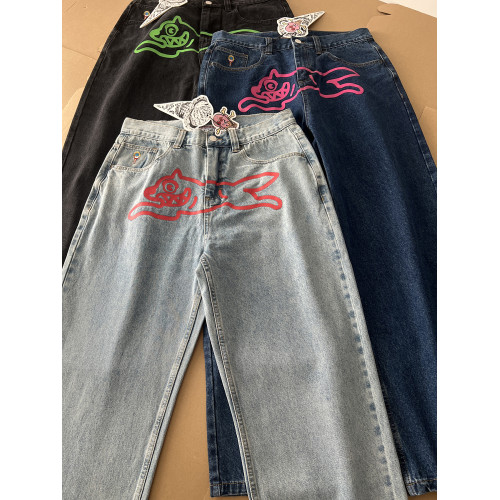 BBC飛狗ICECREAM美式高街飛狗印花牛仔褲男潮牌寬鬆直筒休閒長褲