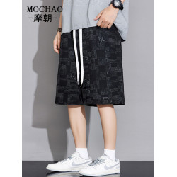 摩朝大碼短褲男士夏季潮牌寬鬆顯瘦五分中褲加肥加大百搭運動褲子