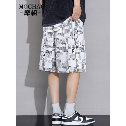 摩朝大碼短褲男士夏季潮牌寬鬆顯瘦五分中褲加肥加大百搭運動褲子