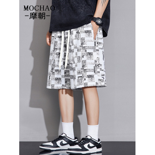 摩朝大碼短褲男士夏季潮牌寬鬆顯瘦五分中褲加肥加大百搭運動褲子