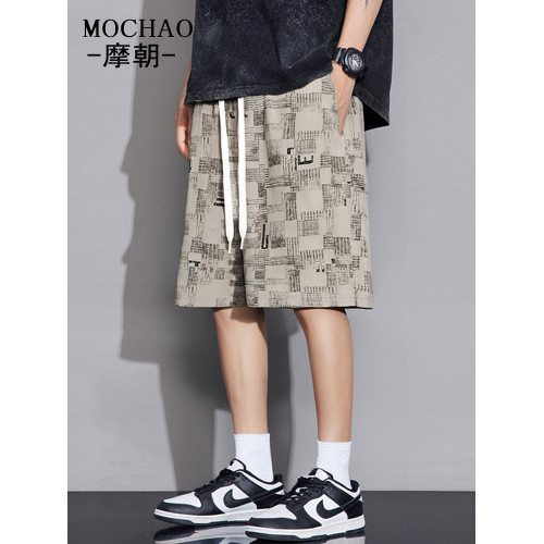 摩朝大碼短褲男士夏季潮牌寬鬆顯瘦五分中褲加肥加大百搭運動褲子