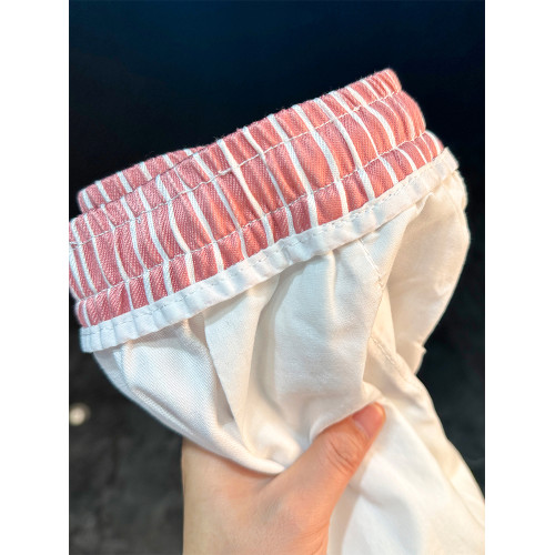 2025夏季新款條紋四分褲男士休閒修身直筒短褲冰感沙灘抽繩松緊腰