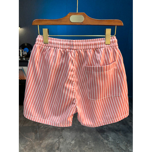 2025夏季新款條紋四分褲男士休閒修身直筒短褲冰感沙灘抽繩松緊腰