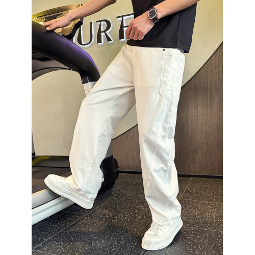 Oboy夏季高級感工裝彎刀褲男潮牌寬鬆濶腿褲2025新款痞帥休閒褲子