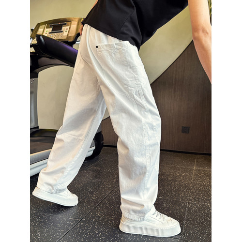 Oboy夏季高級感工裝彎刀褲男潮牌寬鬆濶腿褲2025新款痞帥休閒褲子