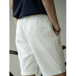 【都市休閒系列】垂感直筒白色五分褲男士2025夏松緊休閒運動短褲