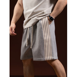 BARBRO新款美式休閒短褲男士寬鬆夏季馬褲子中褲潮牌運動褲側條紋