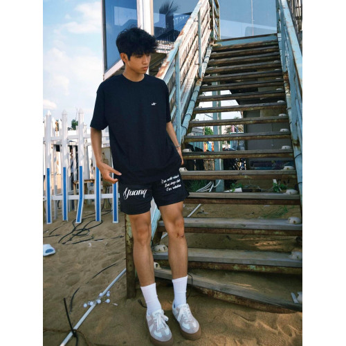 夏季美式字母印花網眼透氣四分褲男休閒訓練健身籃球不過膝短褲