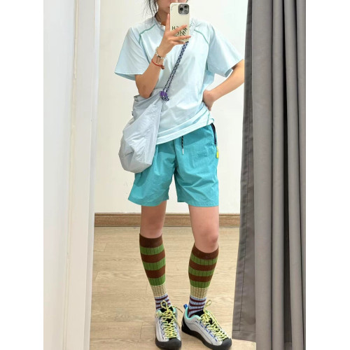 美式撞色拉鍊口袋防水速乾短褲男女夏季機能登山運動休閒五分褲