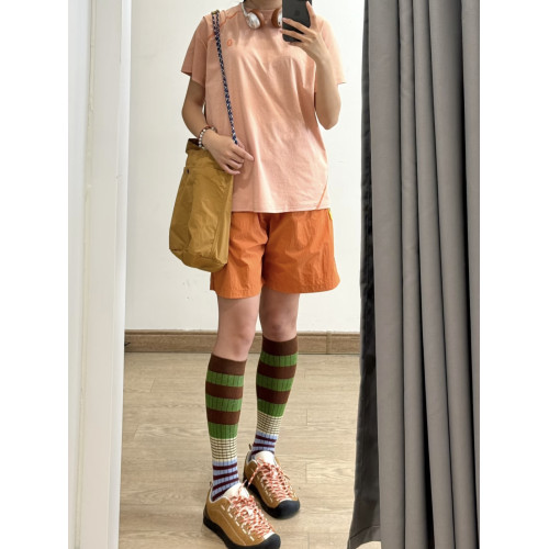 美式撞色拉鍊口袋防水速乾短褲男女夏季機能登山運動休閒五分褲