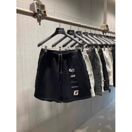 美式重磅夏季2025ss刺綉寬鬆短褲男女同款短褲大碼潮牌五分褲磨破