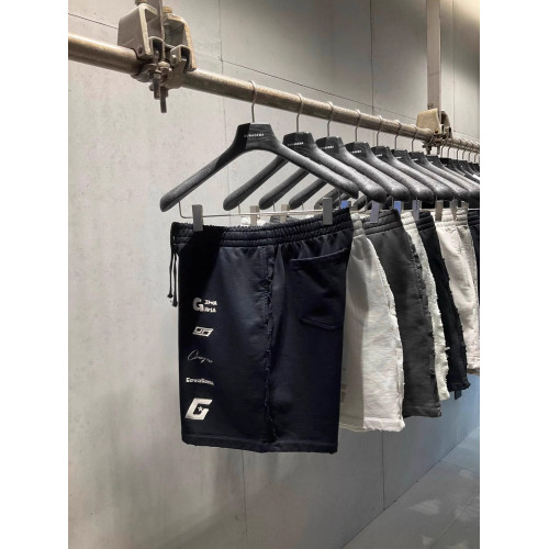 美式重磅夏季2025ss刺綉寬鬆短褲男女同款短褲大碼潮牌五分褲磨破