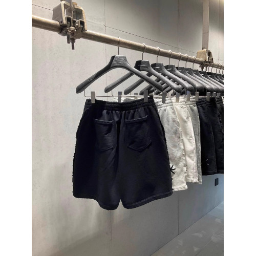 美式重磅夏季2025ss刺綉寬鬆短褲男女同款短褲大碼潮牌五分褲磨破