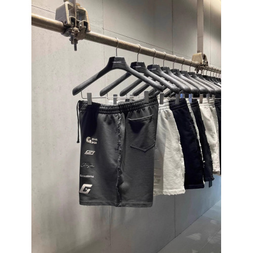 美式重磅夏季2025ss刺綉寬鬆短褲男女同款短褲大碼潮牌五分褲磨破