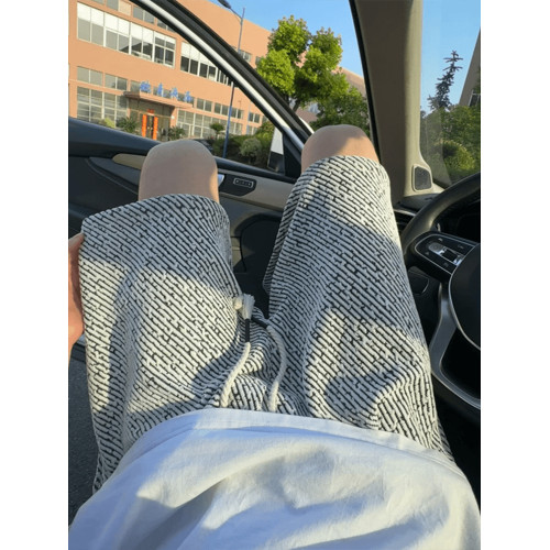 小香風黑白條紋針織短褲男款夏季高級感斑馬紋運動褲子休閒五分褲