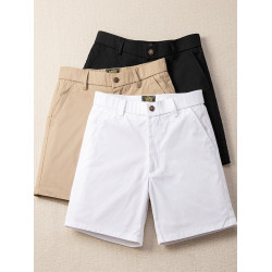 夏季新款休閒短褲男式歐美直筒修身大碼純色男工裝休閒短褲潮牌