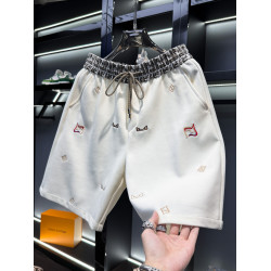 歐貨男士高級刺綉休閒短褲2026新款夏季潮牌外穿美式沙灘五分褲男