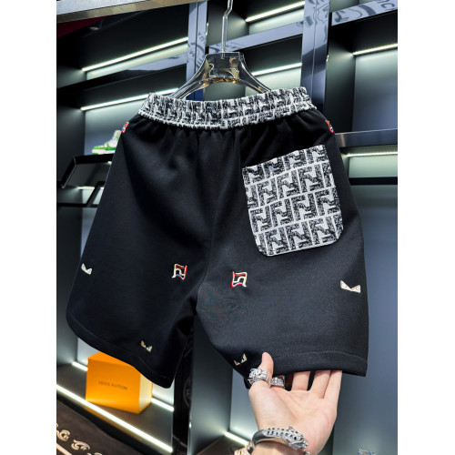 歐貨男士高級刺綉休閒短褲2026新款夏季潮牌外穿美式沙灘五分褲男