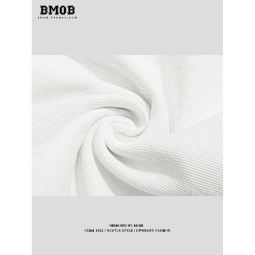 BMOB美式復古格紋方巾牛仔褲男女夏季潮牌寬鬆彎刀濶腿休閒長褲潮