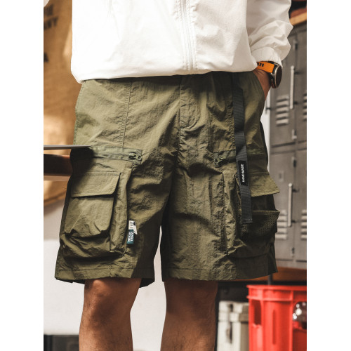 美式復古工裝短褲男潮牌夏季新款中褲寬鬆大碼休閒戰術機能五分褲