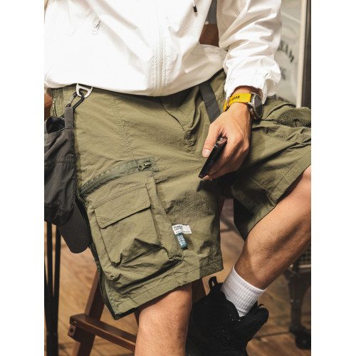 美式復古工裝短褲男潮牌夏季新款中褲寬鬆大碼休閒戰術機能五分褲