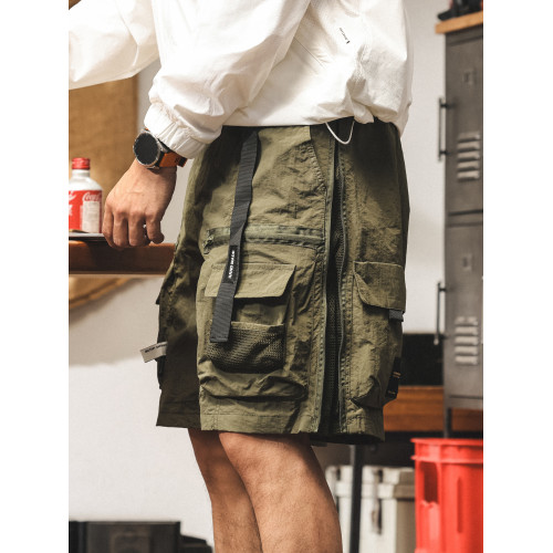 美式復古工裝短褲男潮牌夏季新款中褲寬鬆大碼休閒戰術機能五分褲