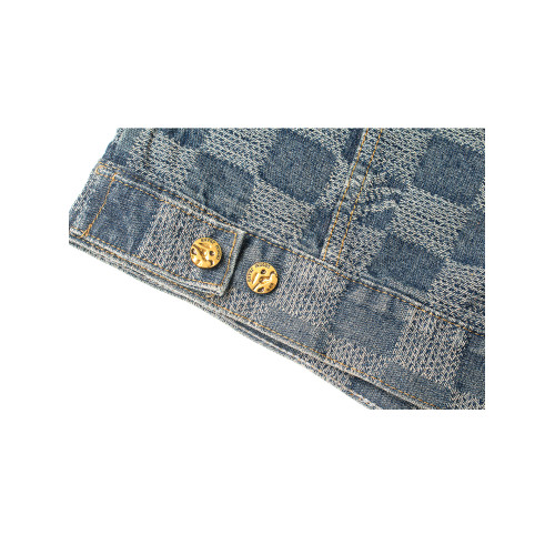 水洗復古提花格子牛仔外套男秋季新款美式重工設計感寬鬆工裝夾克