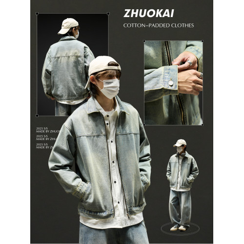 水洗牛仔外套男款秋季美式短款飛行員夾克男生工裝衣服痞帥潮男裝