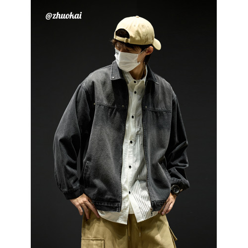 水洗牛仔外套男款秋季美式短款飛行員夾克男生工裝衣服痞帥潮男裝