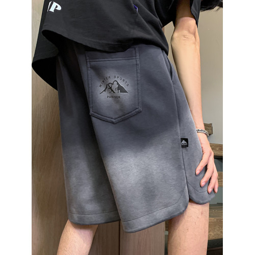 胖子加肥加大碼漸變系山脈短褲男寬鬆300斤小衆高級感休閒五分褲