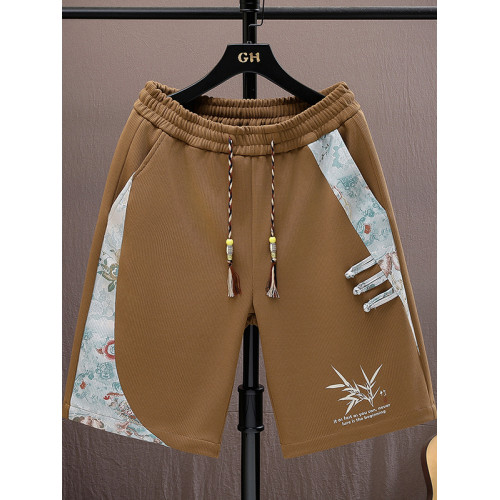 夏季風短褲男薄款冰絲寬鬆國潮五分褲休閒運動沙灘外穿大褲衩