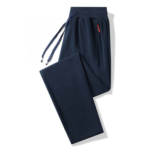 秋季純棉男褲休閒運動褲直筒衛褲加肥加大碼胖子寬鬆褲子男長褲潮