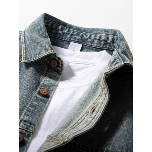 牛仔襯衫外套男士長袖2025秋季新款美式復古砂洗潮流百搭工裝襯衣