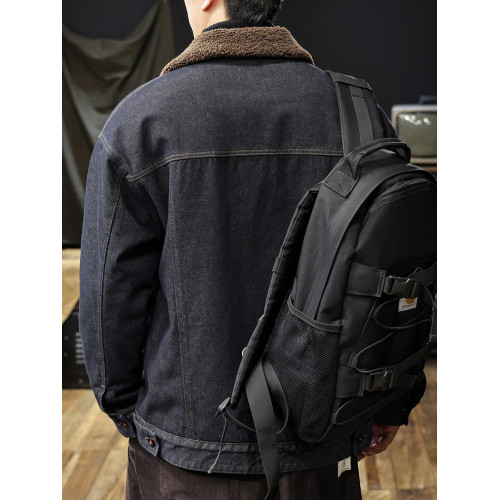 美式復古丹甯羊羔絨牛仔外套男冬季潮牌新款加絨加厚保暖棉服夾克