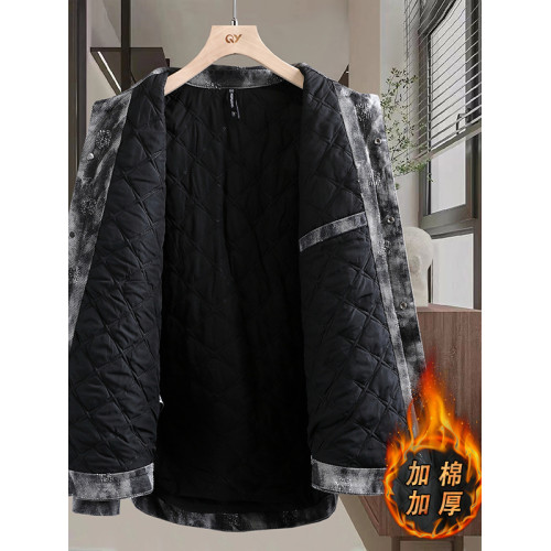 男士牛仔外套秋冬季2025新款紥染潮牌寬鬆青年休閒加棉加厚夾克男