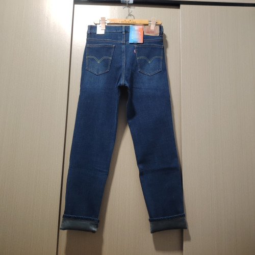 冬季新款男士高彈力高腰一體水貂絨合體小直筒加絨牛仔棉褲